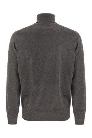 Men's Lightweight Cashmere and Silk Turtleneck Sweater for FW23 in Grey