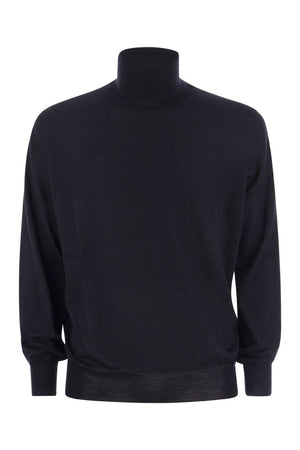 BRUNELLO CUCINELLI Men's Lightweight Cashmere and Silk Turtleneck Sweater for FW23 in Grey