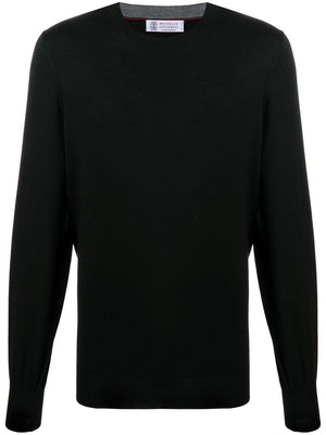 BRUNELLO CUCINELLI Elegant Black Wool-Cashmere Crewneck Sweater