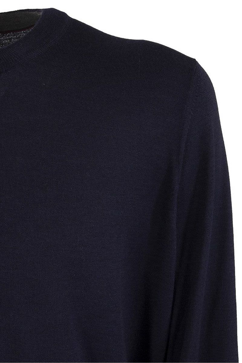 BRUNELLO CUCINELLI Navy Blue Crewneck Sweater in Cashmere-Wool Blend