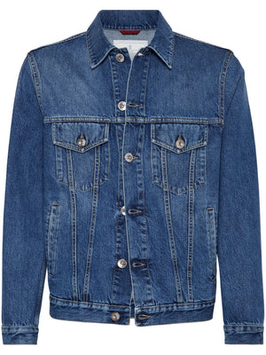 BRUNELLO CUCINELLI Classic Denim Jacket with Engraved Buttons