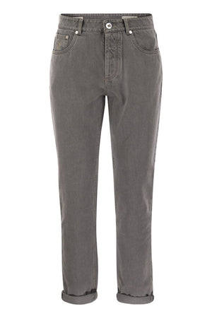 BRUNELLO CUCINELLI Tapered Denim Trousers for Men - Steel Blue