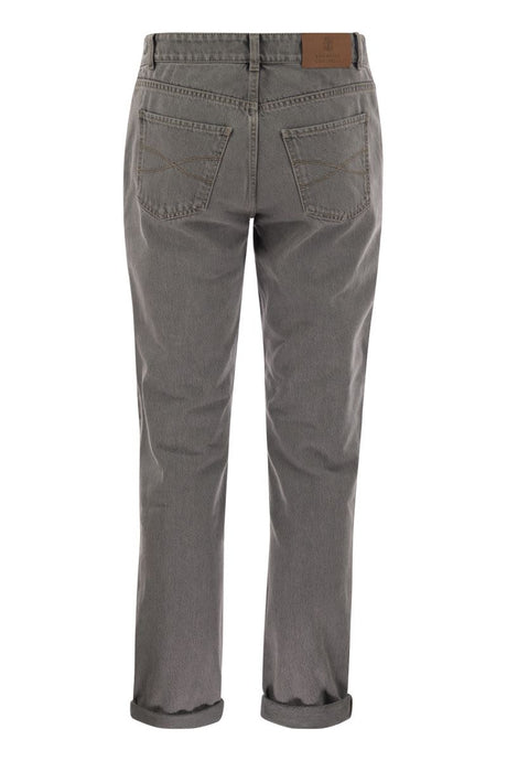 BRUNELLO CUCINELLI Tapered Denim Trousers for Men - Steel Blue