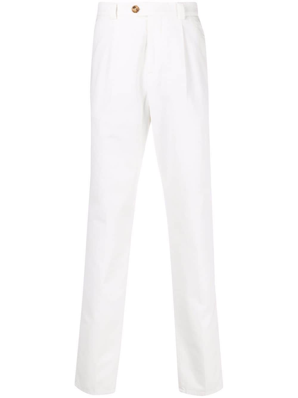 BRUNELLO CUCINELLI Men's White Cotton Straight-Leg Chino Trousers | Spring/Summer 2024 Collection