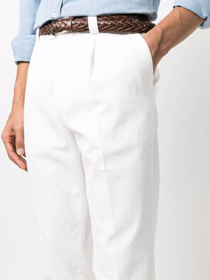 BRUNELLO CUCINELLI Men's White Cotton Straight-Leg Chino Trousers | Spring/Summer 2024 Collection