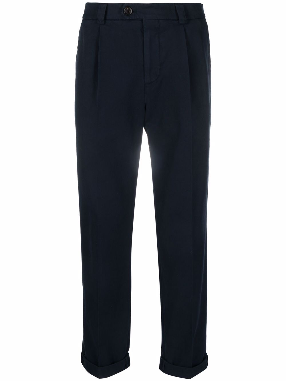 BRUNELLO CUCINELLI Navy Blue Refined Cotton Chino Pants