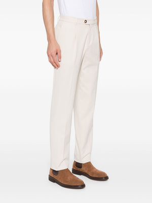 BRUNELLO CUCINELLI Cotton Twill Trousers for Men - Sand Beige