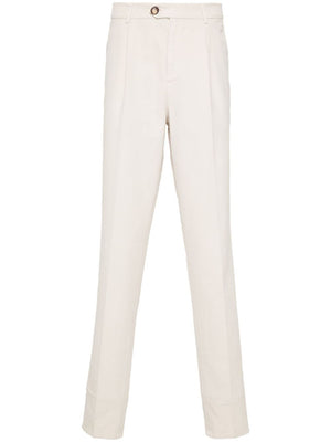 BRUNELLO CUCINELLI Cotton Twill Trousers for Men - Sand Beige