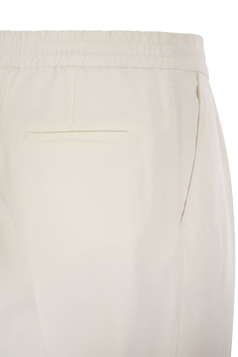 BRUNELLO CUCINELLI Refined and Casual Beige Cotton Gabardine Trousers for Men