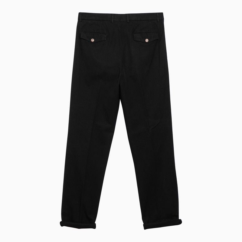 Men's Black Cotton Trousers for SS24