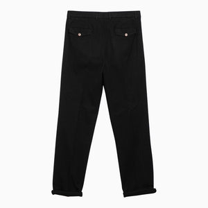 Men's Black Cotton Trousers for SS24