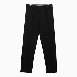 Men's Black Cotton Trousers for SS24