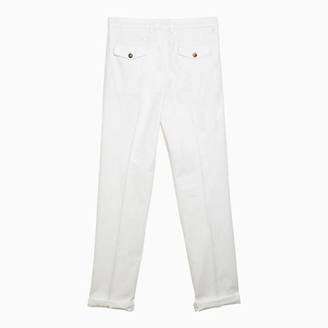 BRUNELLO CUCINELLI White Cotton Regular Fit Pants for Men