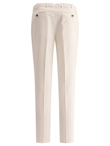 BRUNELLO CUCINELLI Twisted Cotton Gabardine Trousers - Regular Fit, Mid Rise