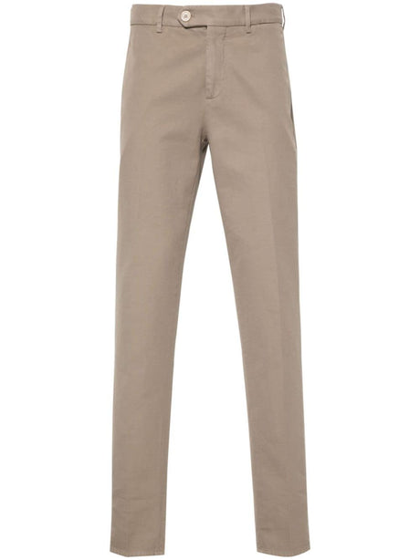 BRUNELLO CUCINELLI Men's Slim-Fit Light Brown Gabardine Trousers