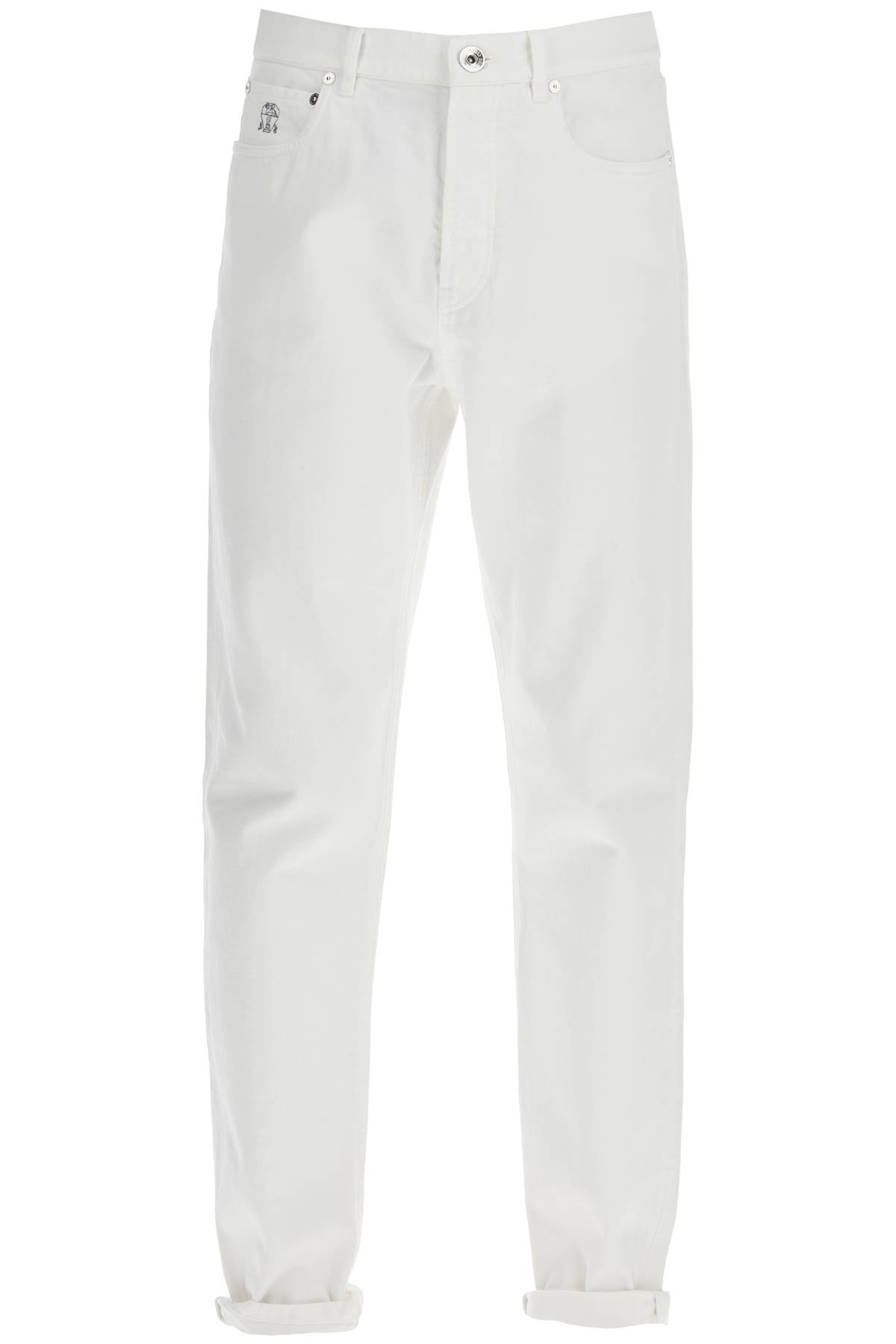 BRUNELLO CUCINELLI Iconic Fit White Denim Jeans for Men