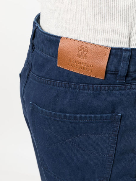 BRUNELLO CUCINELLI Navy Cotton Leisure Trousers for Men - SS24 Collection