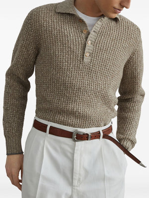 BRUNELLO CUCINELLI Cashmere and Wool Knit Polo for Men