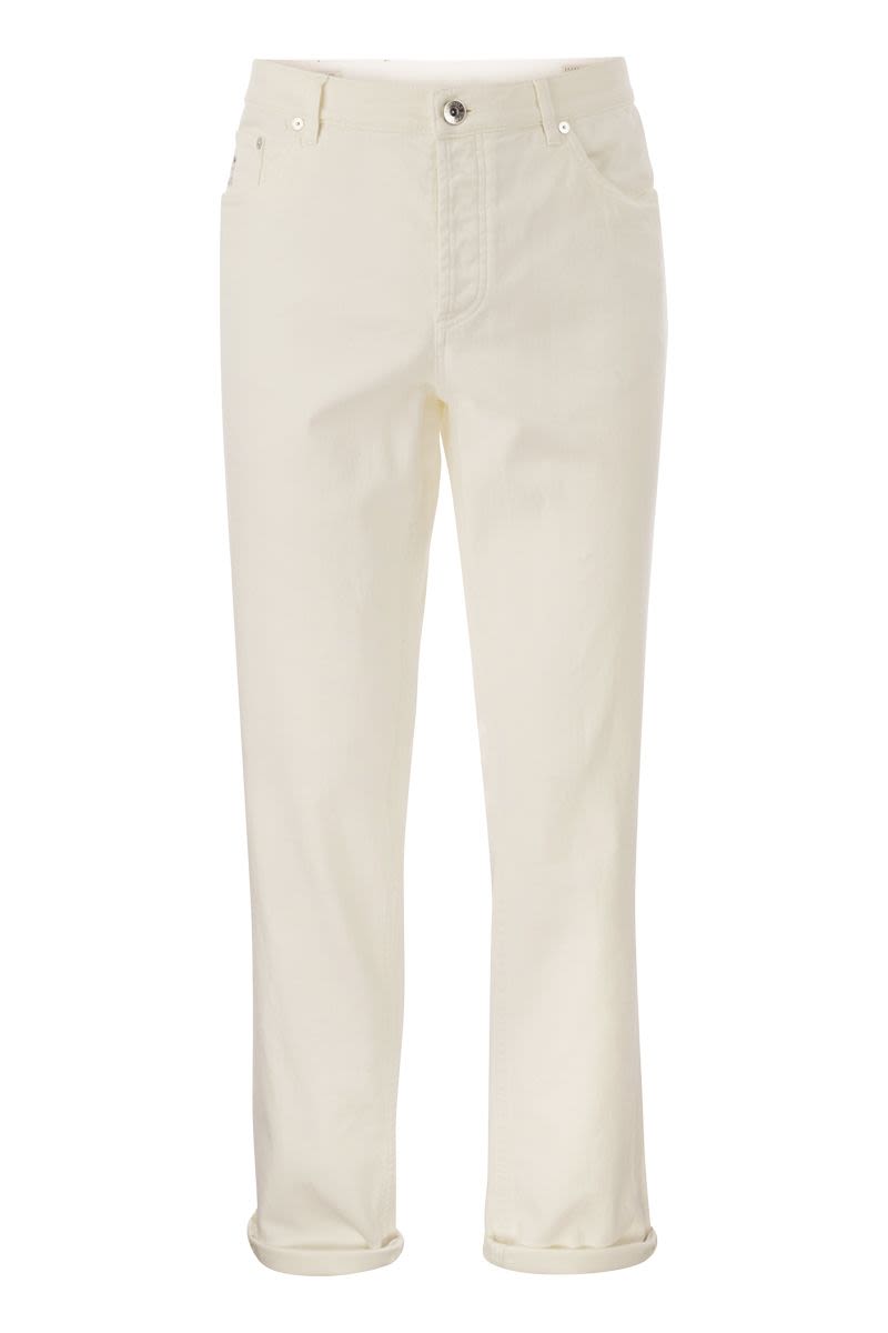 Men's Five-Pocket White Jeans