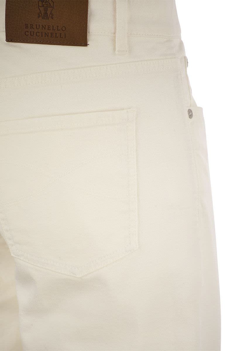 Men's Five-Pocket White Jeans