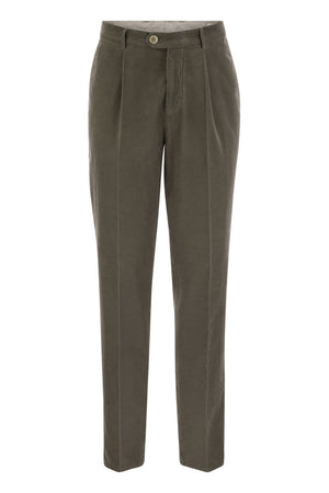 BRUNELLO CUCINELLI Leisure Fit Cotton Corduroy Trousers with Darts