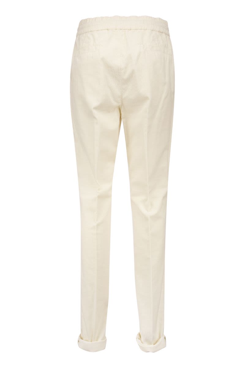 BRUNELLO CUCINELLI Mens White Corduroy Pants for Cozy and Stylish Fall and Winter Seasons