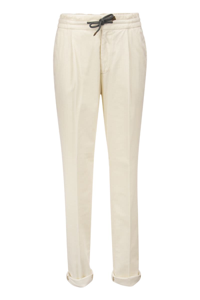 BRUNELLO CUCINELLI Mens White Corduroy Pants for Cozy and Stylish Fall and Winter Seasons