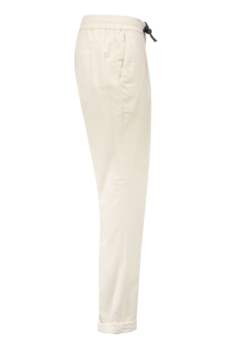 BRUNELLO CUCINELLI Mens White Corduroy Pants for Cozy and Stylish Fall and Winter Seasons