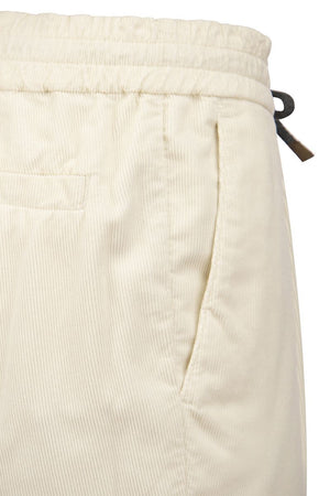 BRUNELLO CUCINELLI Mens White Corduroy Pants for Cozy and Stylish Fall and Winter Seasons