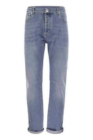 BRUNELLO CUCINELLI Leisure Fit Lightweight Denim Trousers with Five-Pocket Design - Hem 18 cm