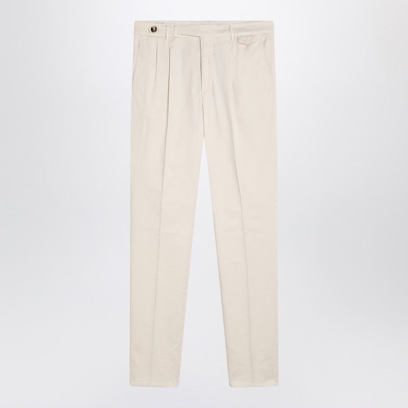 BRUNELLO CUCINELLI Classic White Cotton Trousers for Men