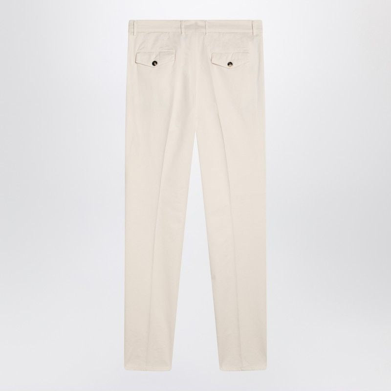 BRUNELLO CUCINELLI Classic White Cotton Trousers for Men