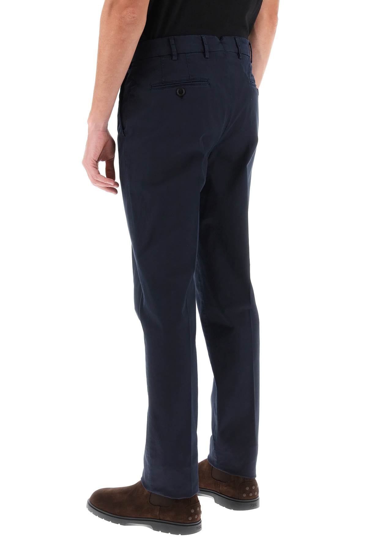 Italian Fit Cotton Gabardine Trousers in Cream for Men