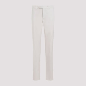 Italian Fit Cotton Gabardine Trousers in Cream for Men