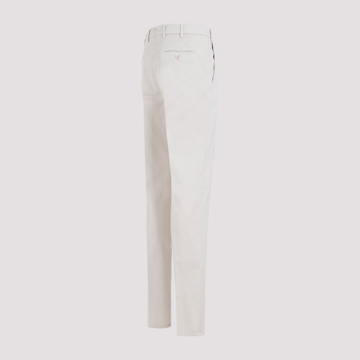 Italian Fit Cotton Gabardine Trousers in Cream for Men