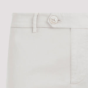 Italian Fit Cotton Gabardine Trousers in Cream for Men