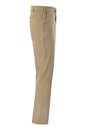 Italian Fit Cotton Gabardine Trousers in Cream for Men