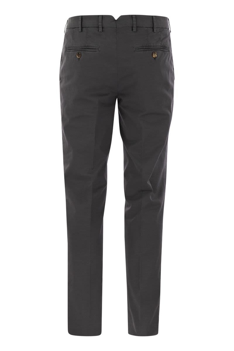 Italian Fit Cotton Gabardine Trousers in Cream for Men