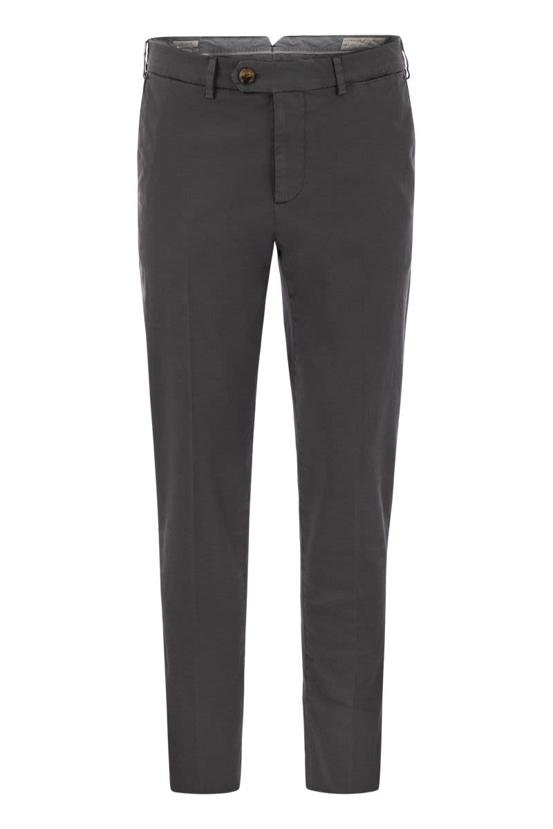 Italian Fit Cotton Gabardine Trousers in Cream for Men