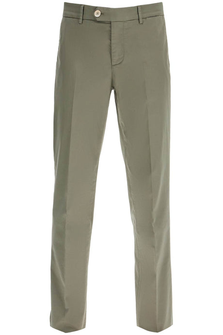 BRUNELLO CUCINELLI Stretch Cotton Trousers with Turn-Up Hem - Low-Rise Tapered Fit