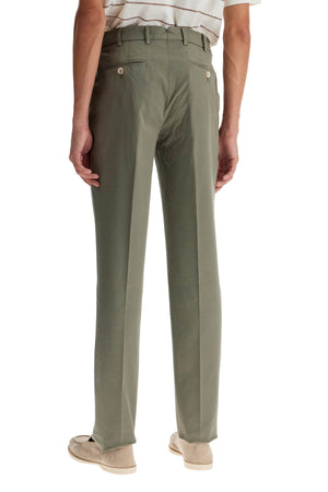 BRUNELLO CUCINELLI Stretch Cotton Trousers with Turn-Up Hem - Low-Rise Tapered Fit