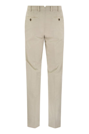 Italian Fit Cotton Gabardine Trousers in Cream for Men