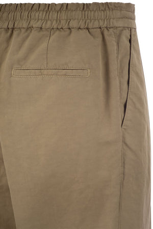 BRUNELLO CUCINELLI Men's Brown Linen and Cotton Pants for the SS24 Season