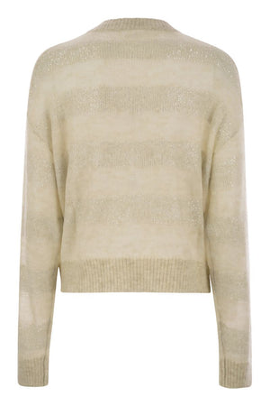 BRUNELLO CUCINELLI Striped Mohair and Wool Sweater - Women's Crew Neck, FW24