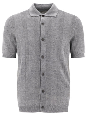 BRUNELLO CUCINELLI Gray Textured Rib Knit Shirt