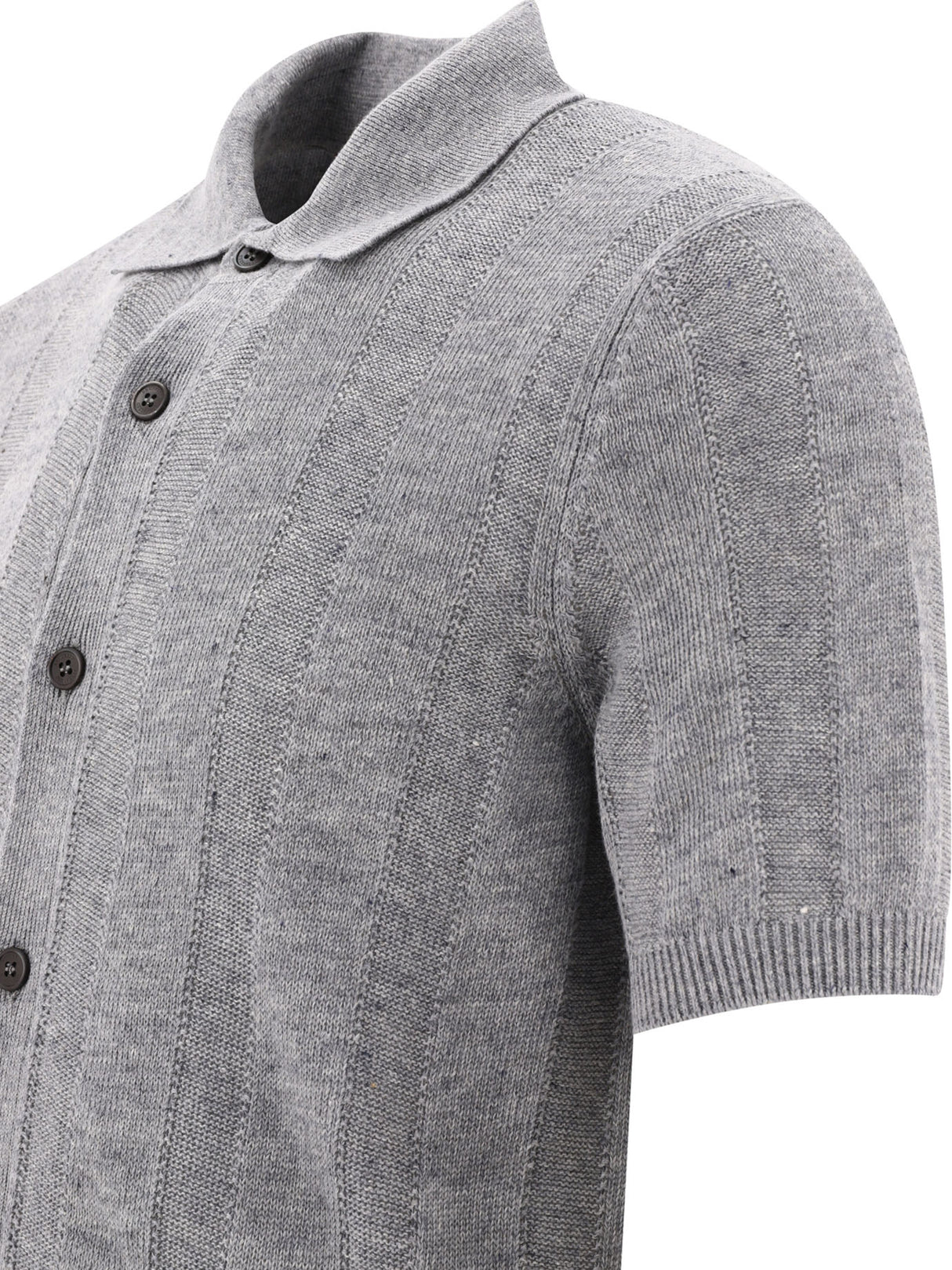 BRUNELLO CUCINELLI Gray Textured Rib Knit Shirt