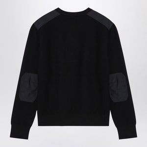 MOOSE KNUCKLES Men's Black Crew Neck Sweatshirt with Panels