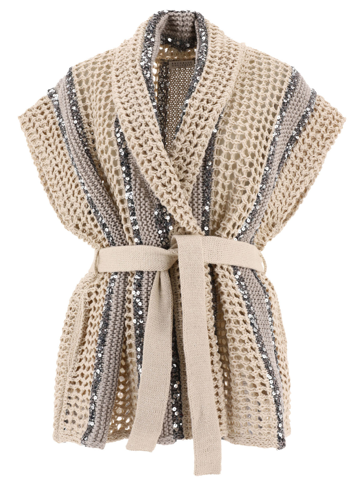 BRUNELLO CUCINELLI Vintage Beige Knit Cardigan - Perfect for Spring 2024