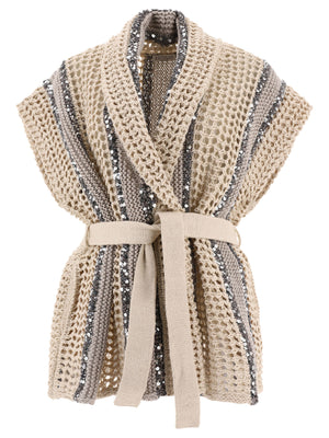 BRUNELLO CUCINELLI Vintage Beige Knit Cardigan - Perfect for Spring 2024