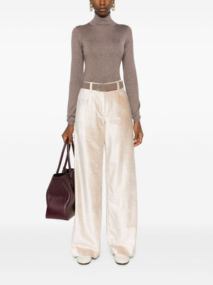 BRUNELLO CUCINELLI Silken Cashmere Turtleneck Sweater in Coffee Brown